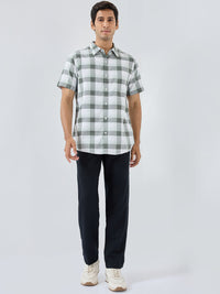 Men Shirt Check Green Regular Fit