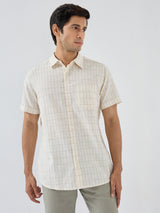 Men Shirt Check White Regular Fit