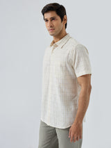 Men Shirt Check White Regular Fit