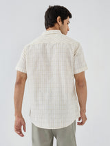 Men Shirt Check White Regular Fit