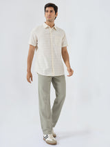Men Shirt Check White Regular Fit