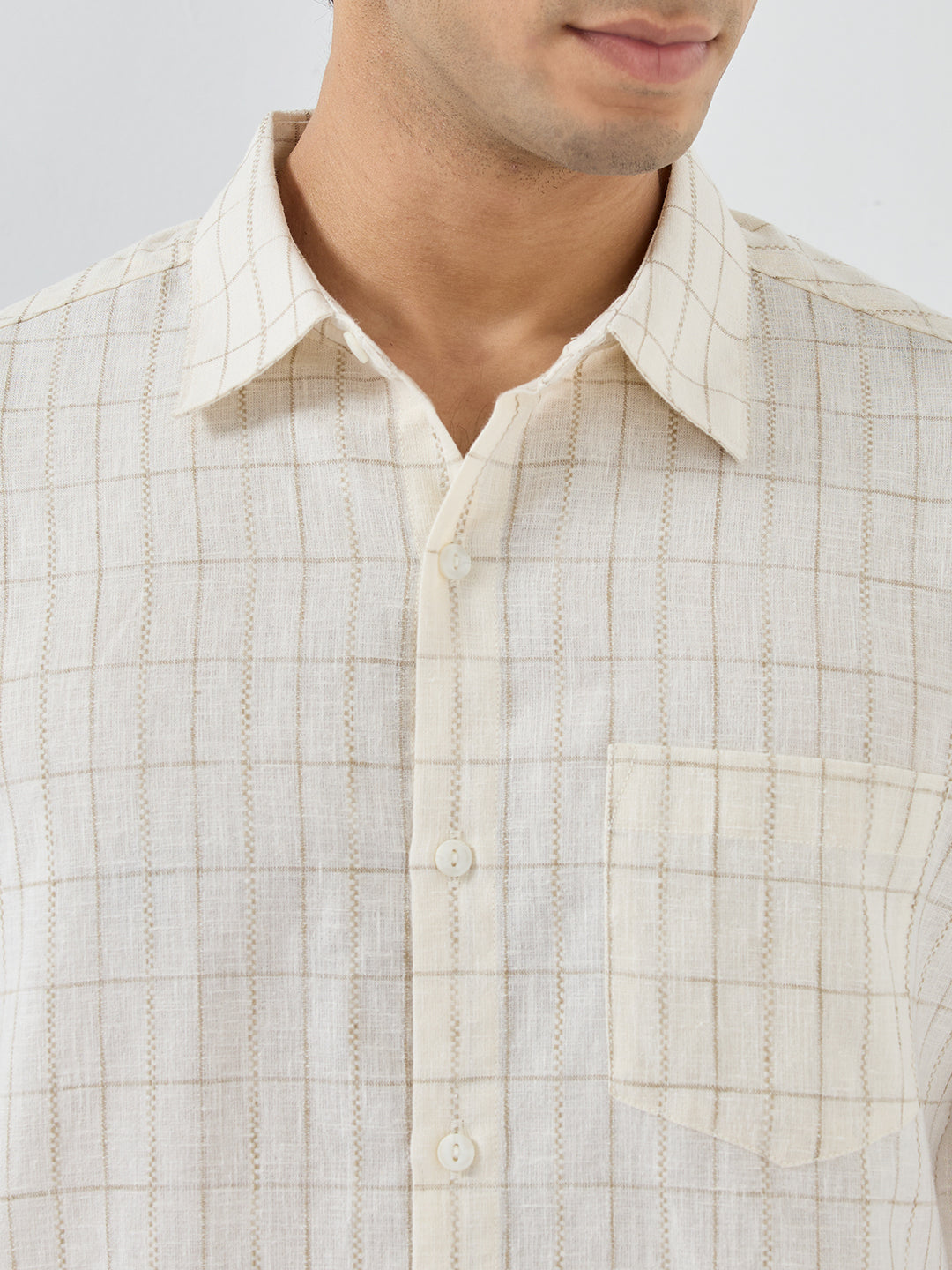 Men Shirt Check White Regular Fit