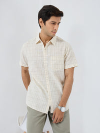 Men Shirt Check White Regular Fit