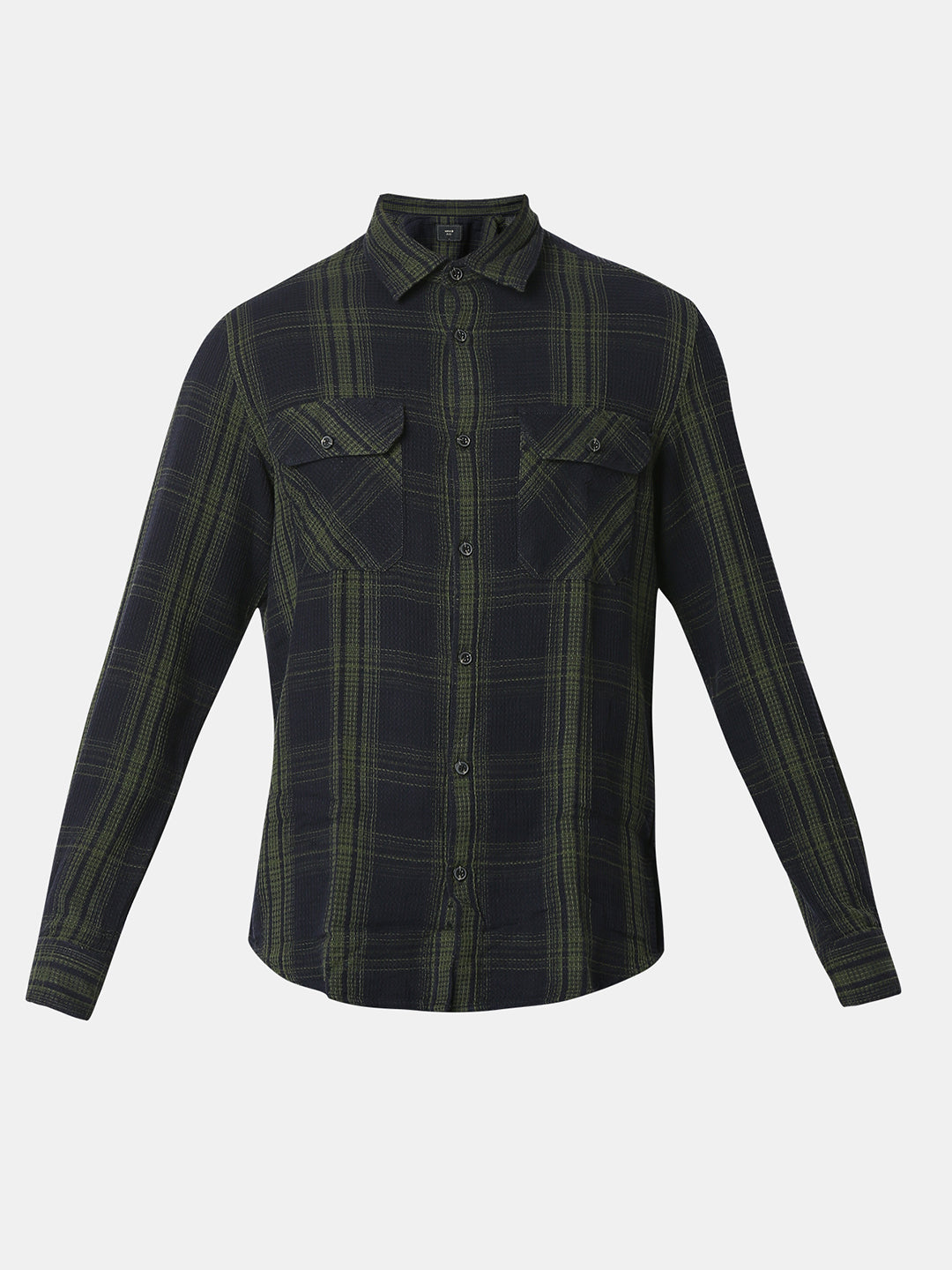 Spykar Rifle Green Cotton Slim Fit Shirts For Men