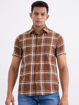 Men Shirt Brown Slim Fit