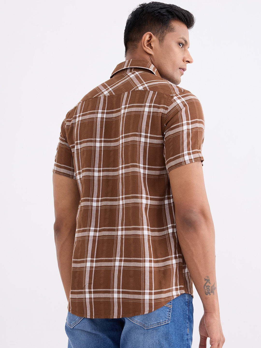 Spykar Bison Brown Slim Fit Casual Shirts For Men