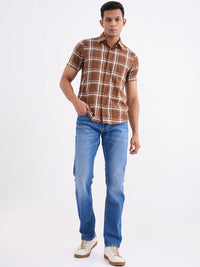 Men Shirt Brown Slim Fit