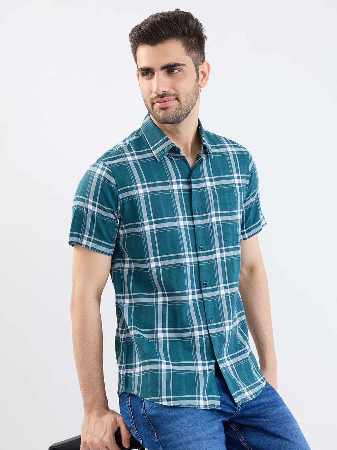 Men Shirt Green Slim Fit
