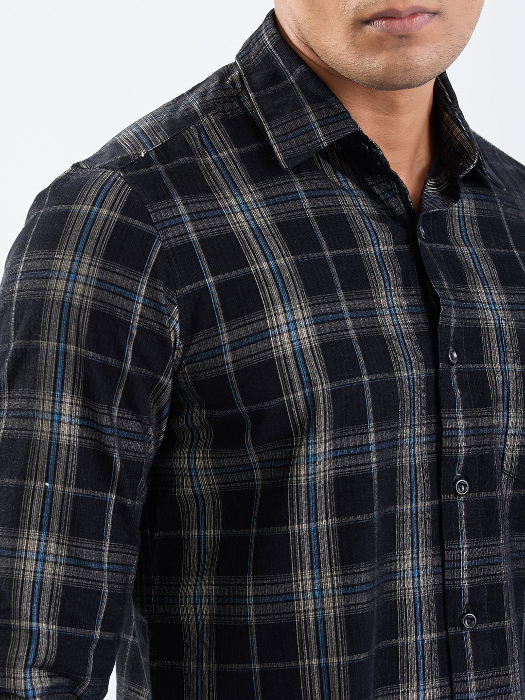 Spykar Jet Black Slim Fit Casual Shirts For Men