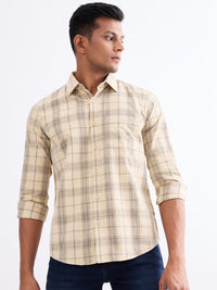 Men Shirt Beige Slim Fit