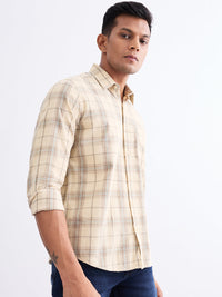 Men Shirt Beige Slim Fit