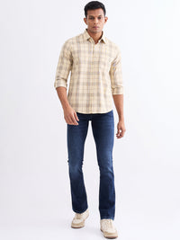Men Shirt Beige Slim Fit