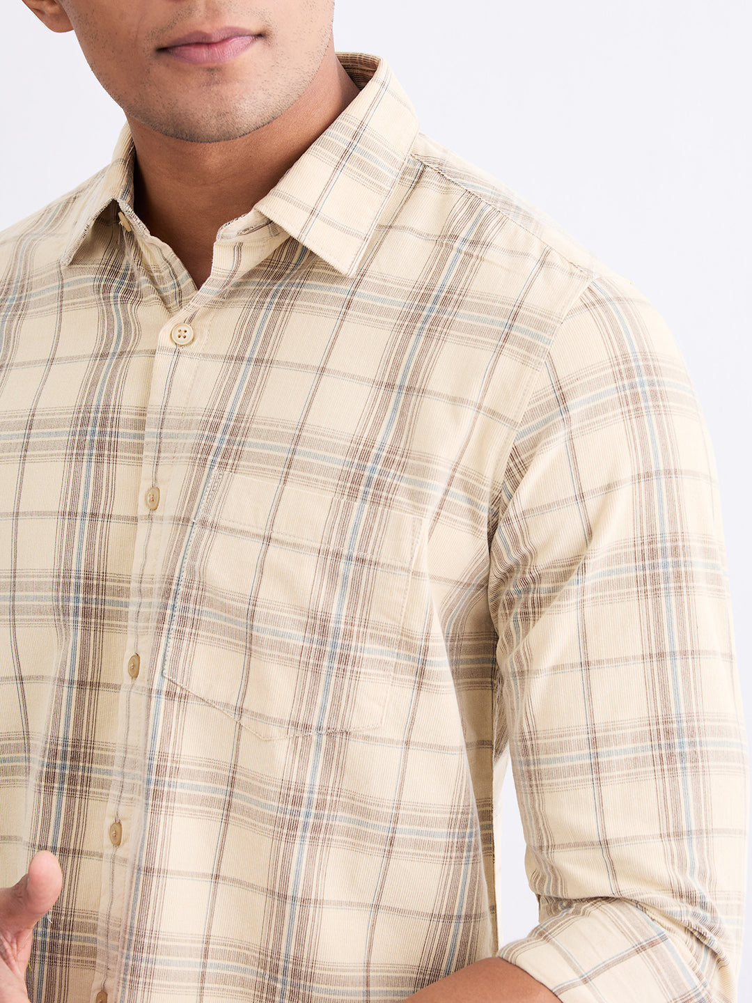 Men Shirt Beige Slim Fit