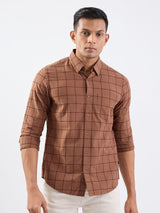 Men Shirt Brown Slim Fit