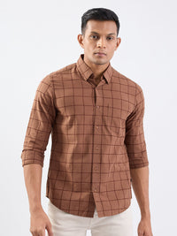 Men Shirt Brown Slim Fit
