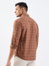 Men Shirt Brown Slim Fit