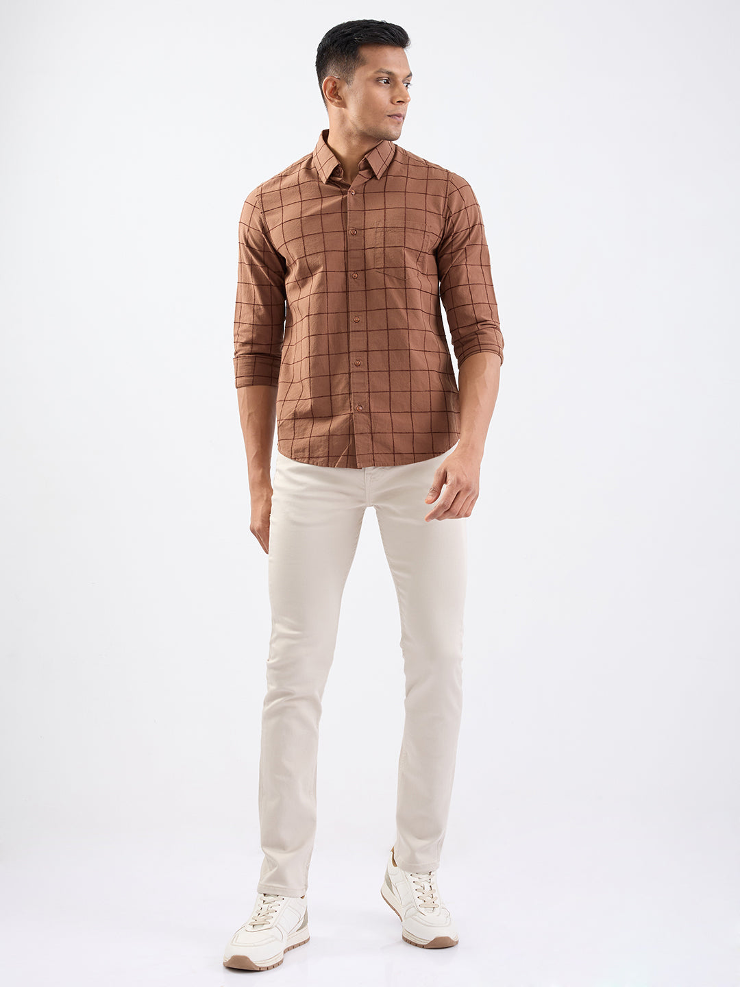Men Shirt Brown Slim Fit