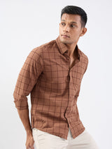 Men Shirt Brown Slim Fit