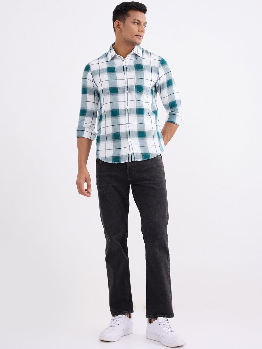 Men Shirt Green Slim Fit