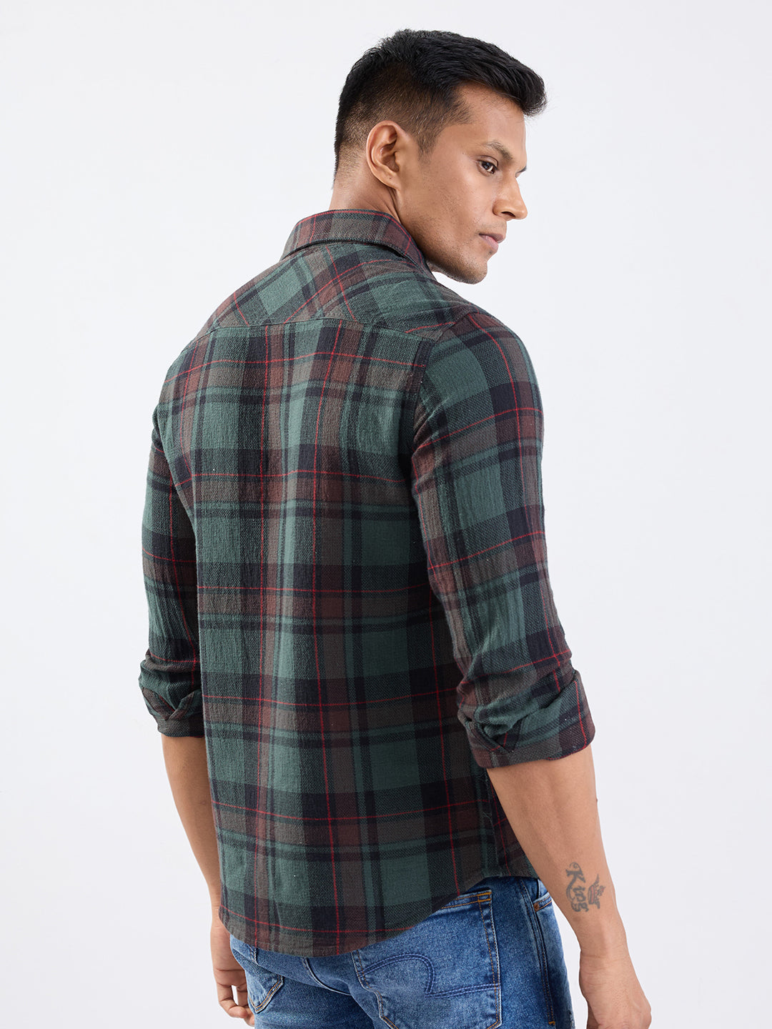 Spykar Botanical Green Slim Fit Casual Shirts For Men