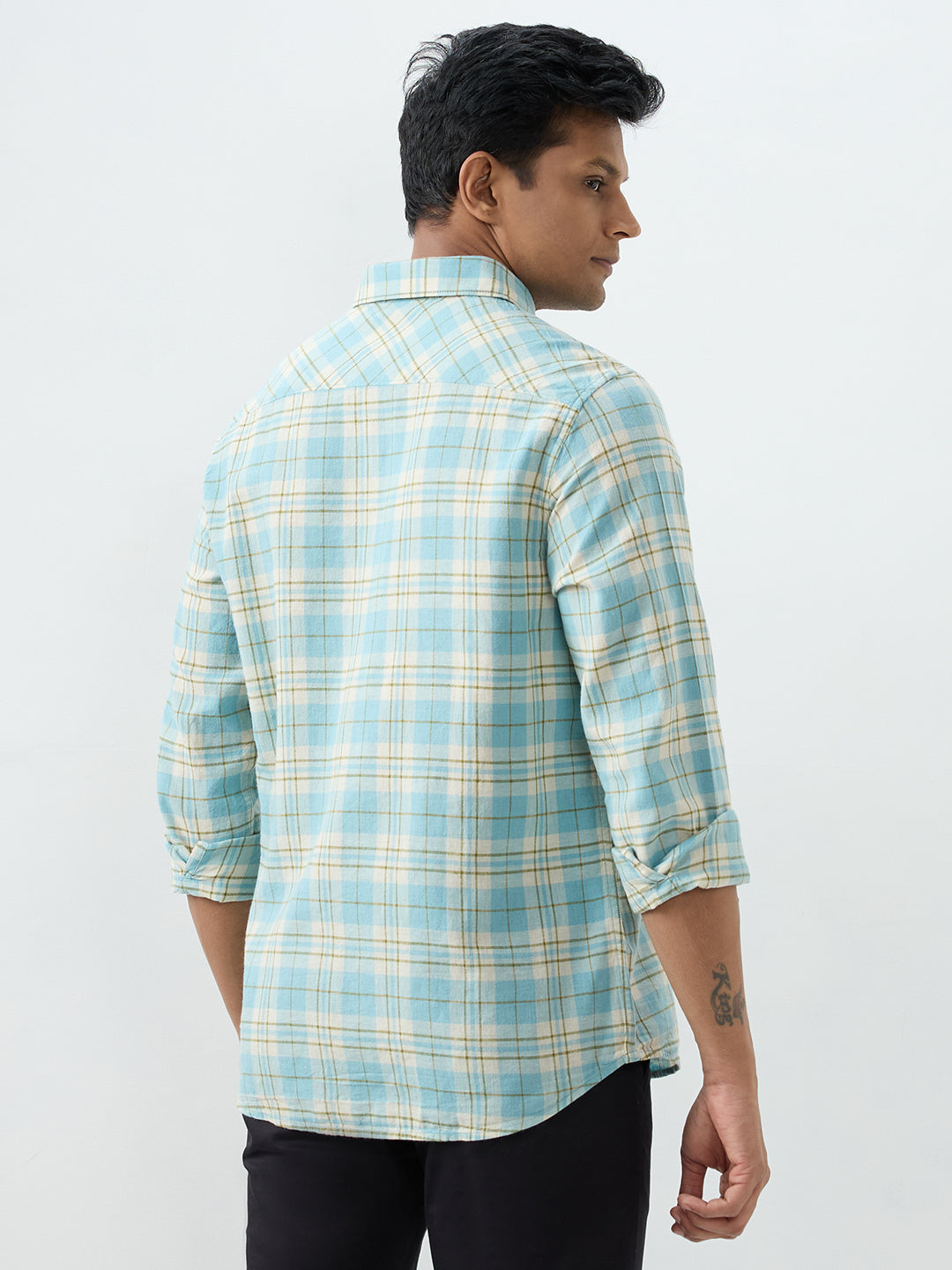 Spykar Cameo Blue Slim Fit Shirts For Men