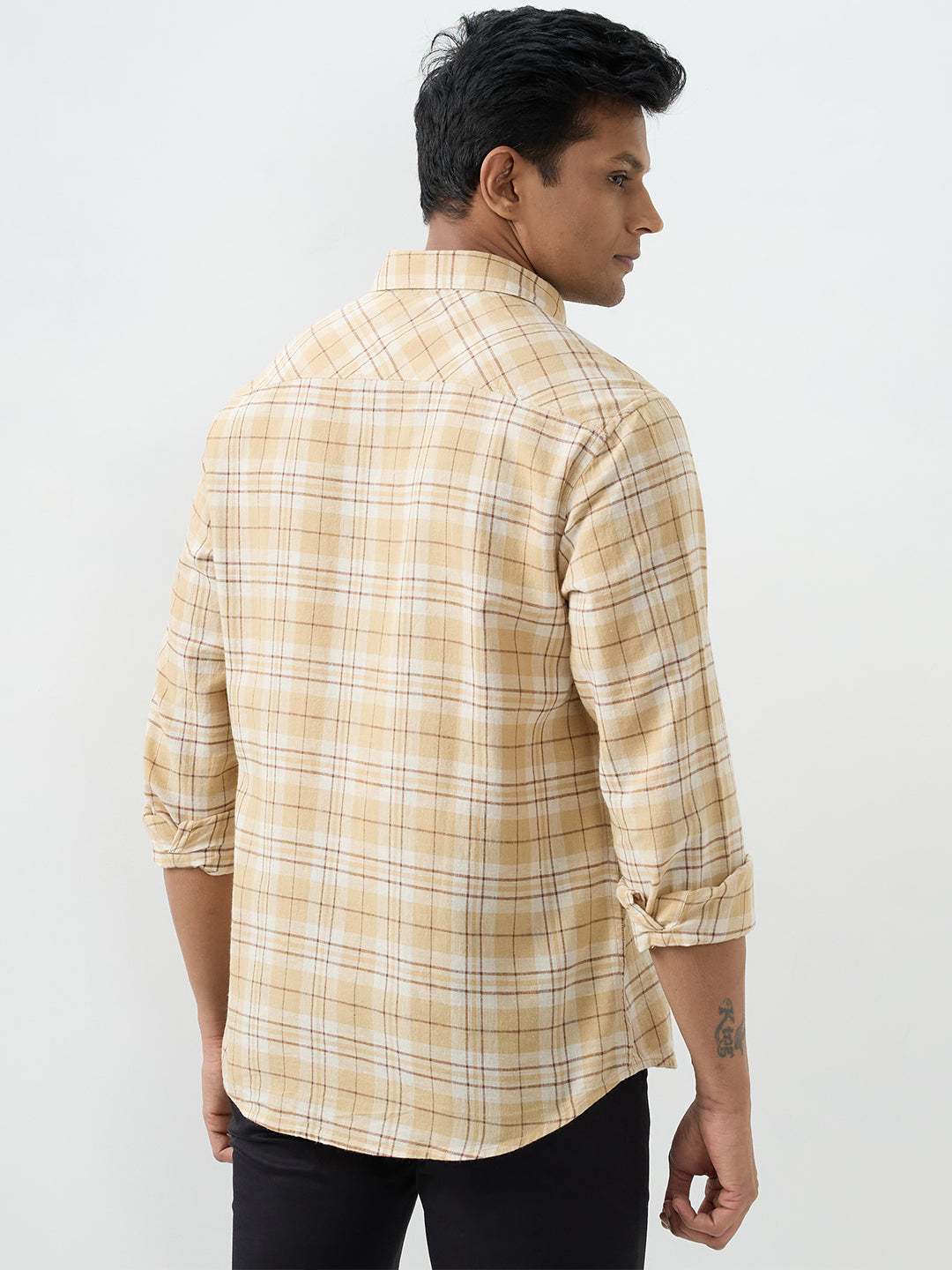 Spykar Taupe Beige Slim Fit Shirts For Men