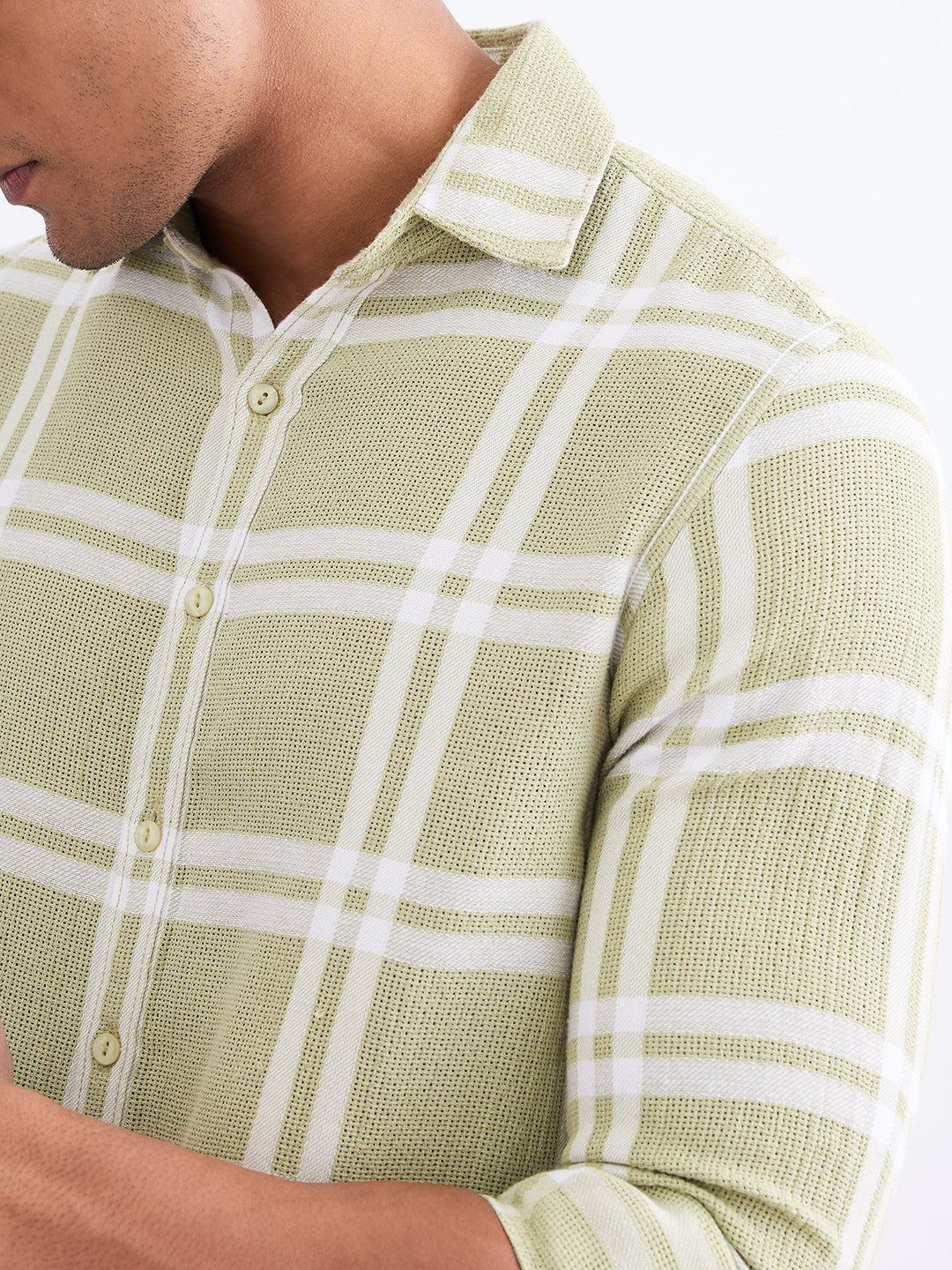 Spykar Lint Green Slim Fit Casual Shirts For Men