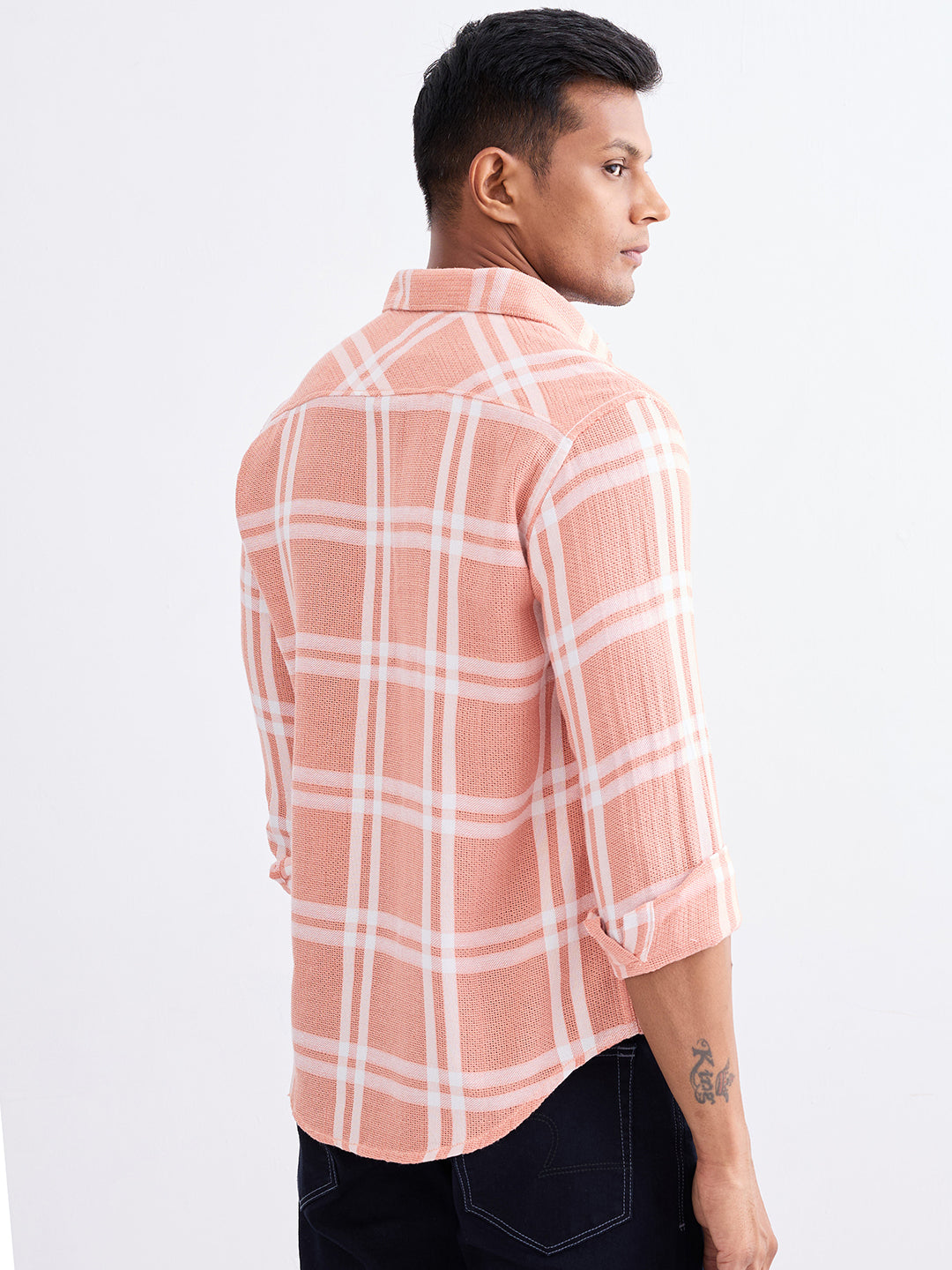 Spykar Tropical Pink Slim Fit Casual Shirts For Men