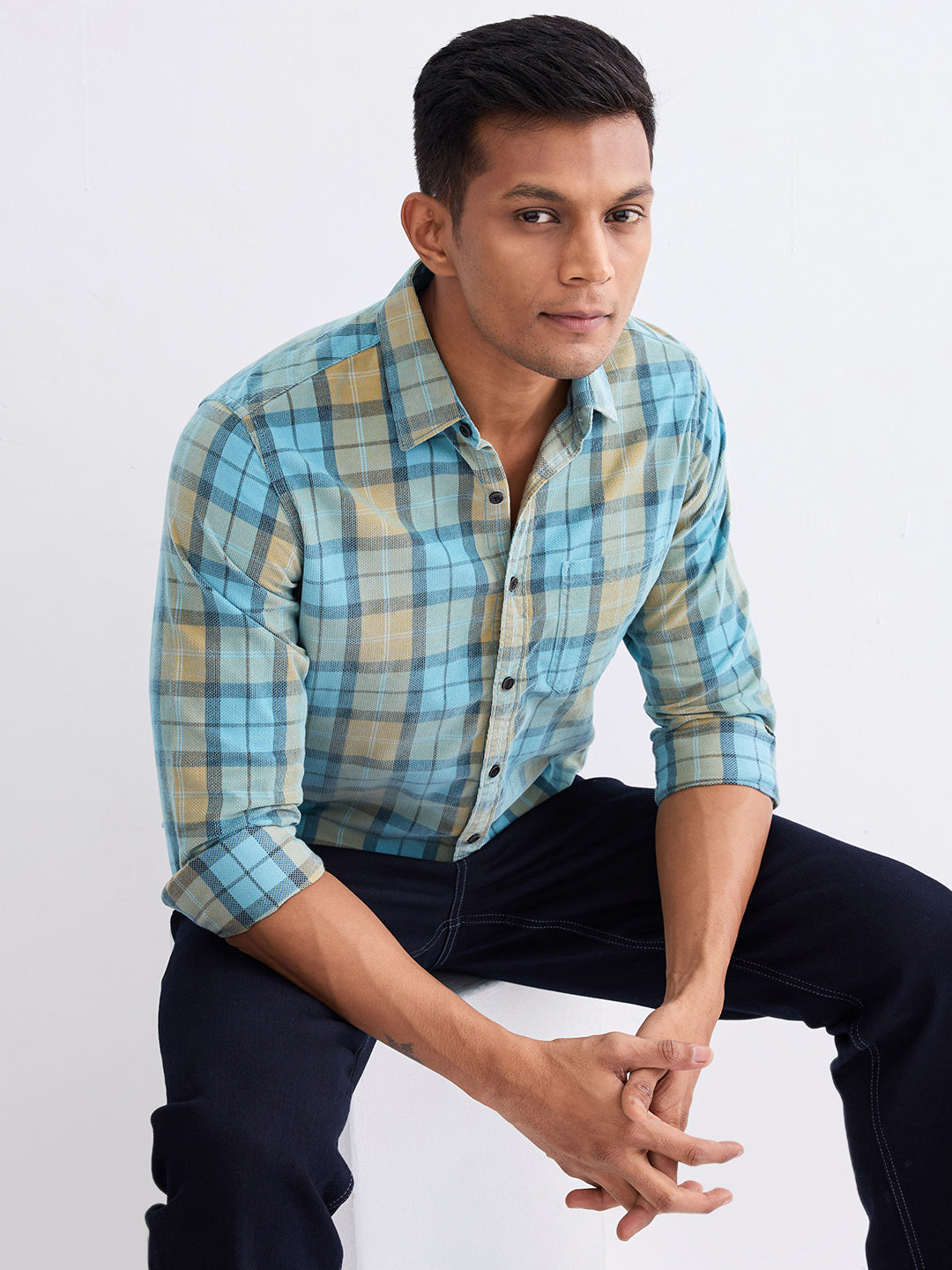 Men Shirt Blue Slim Fit