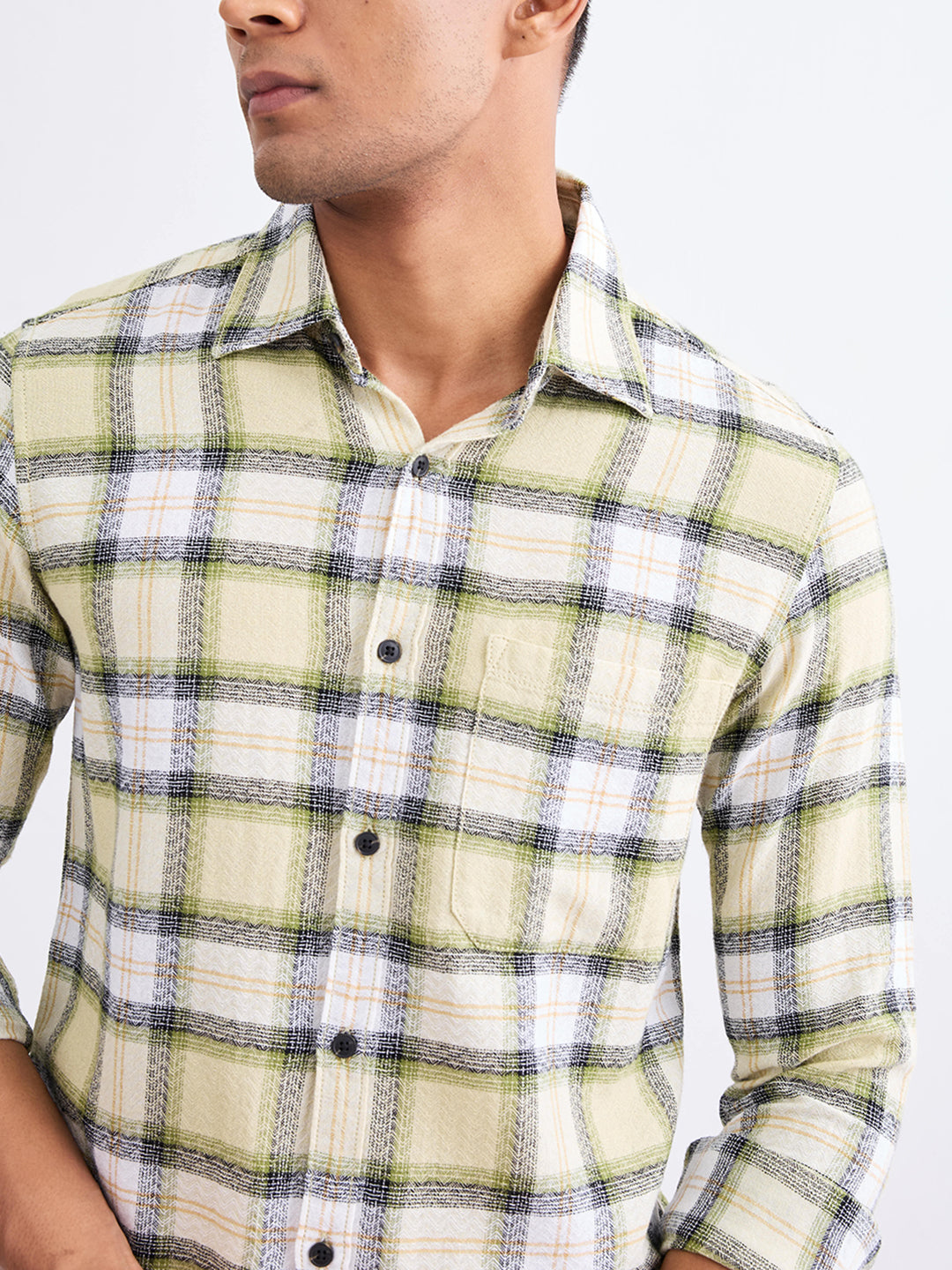 Spykar Lint Green Slim Fit Casual Shirts For Men