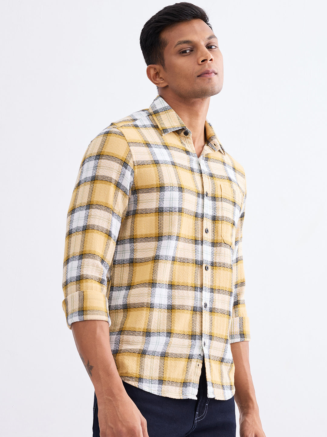 Spykar Taupe Beige Slim Fit Casual Shirts For Men