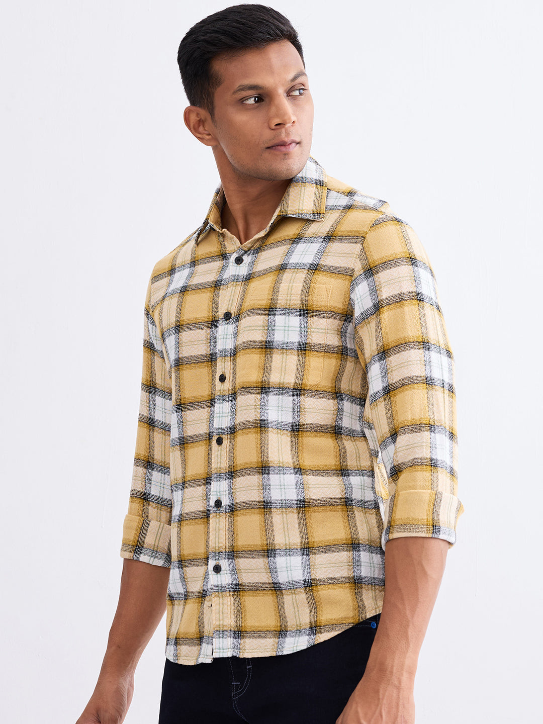 Spykar Taupe Beige Slim Fit Casual Shirts For Men
