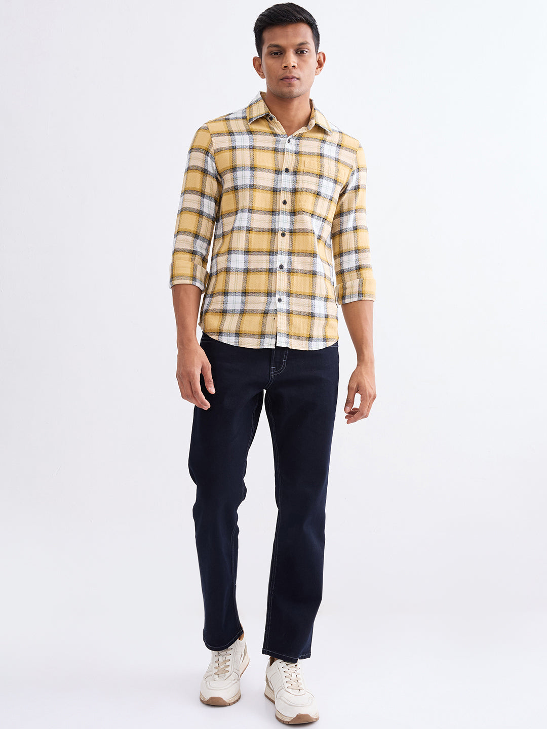 Spykar Taupe Beige Slim Fit Casual Shirts For Men