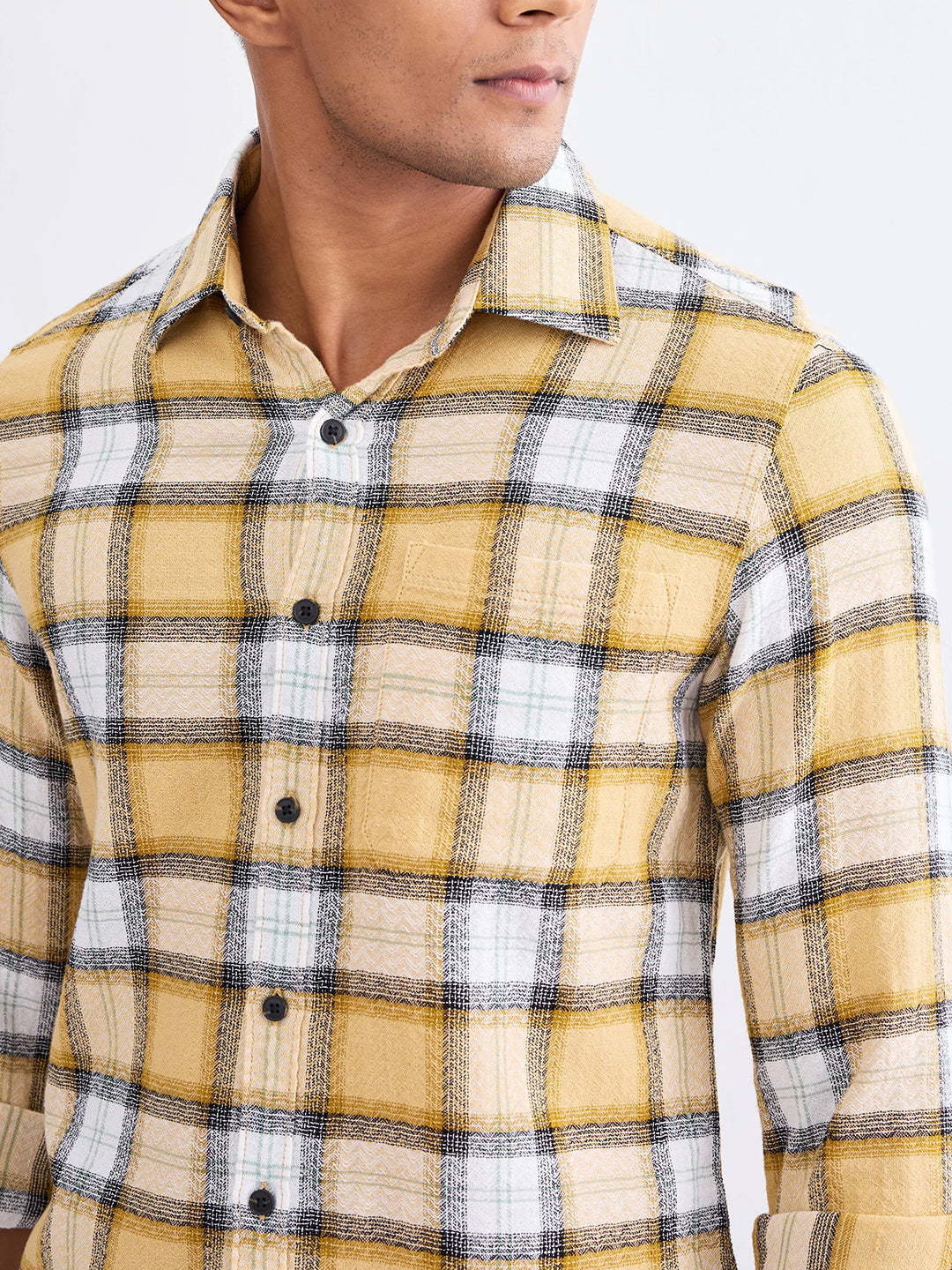 Men Shirt Beige Slim Fit