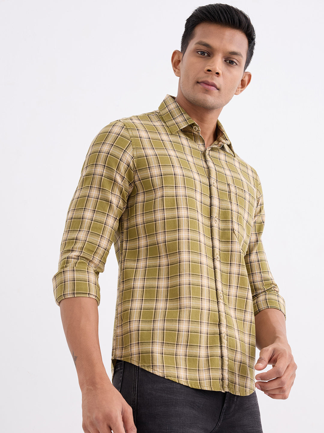 Men Shirt Green Slim Fit