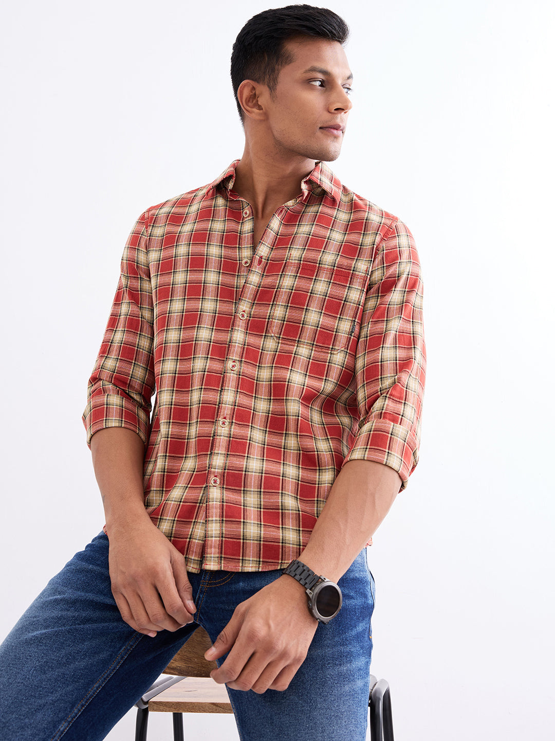 Men Shirt Red Slim Fit