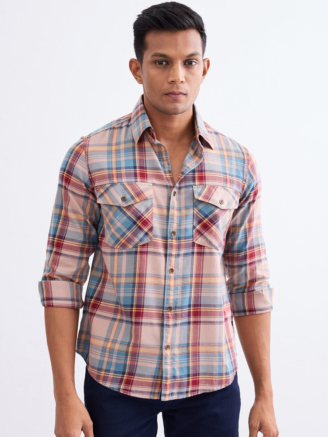 Spykar Taupe Beige Slim Fit Casual Shirts For Men