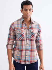 Men Shirt Beige Slim Fit