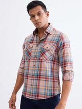 Men Shirt Beige Slim Fit