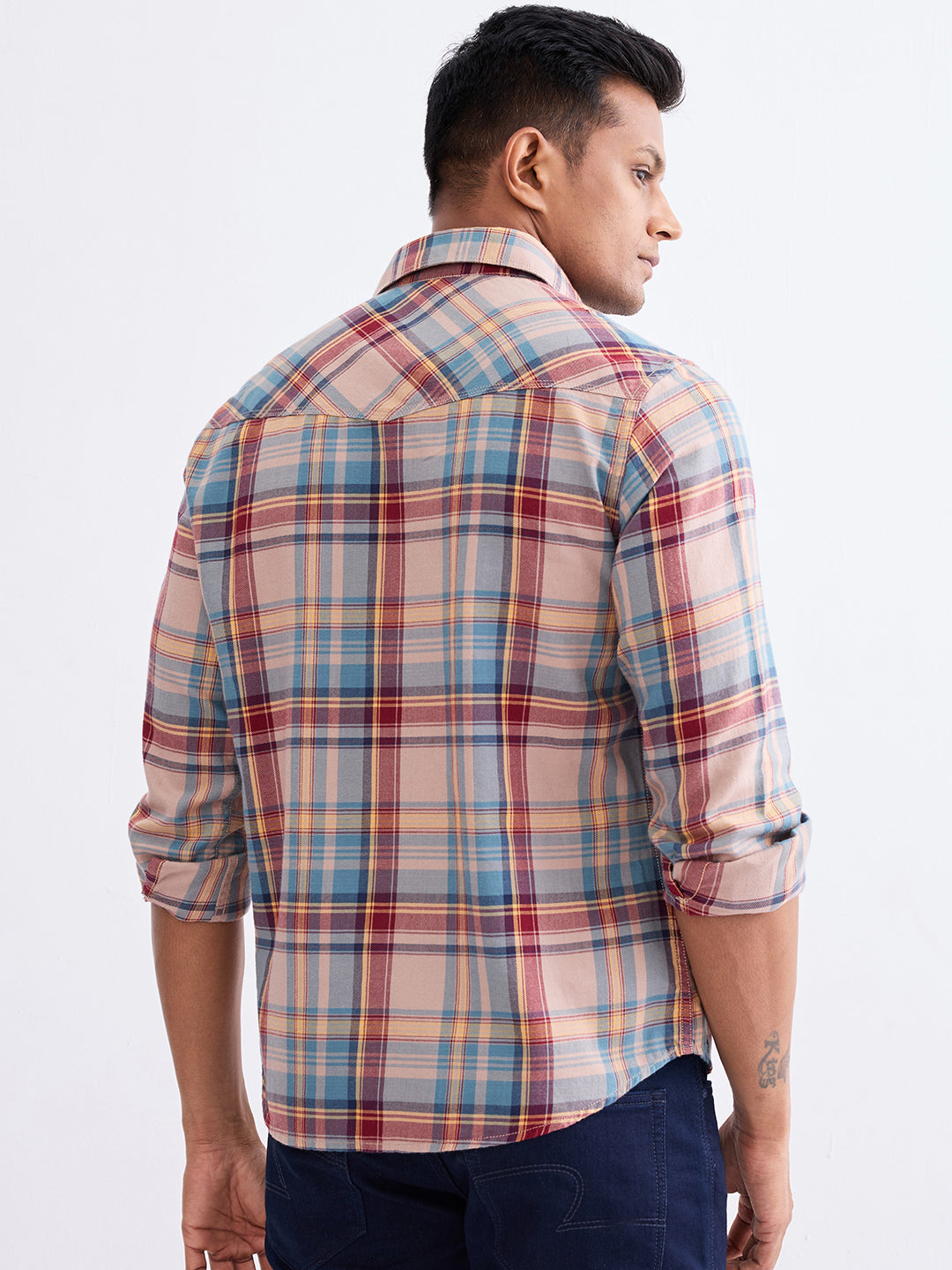 Spykar Taupe Beige Slim Fit Casual Shirts For Men