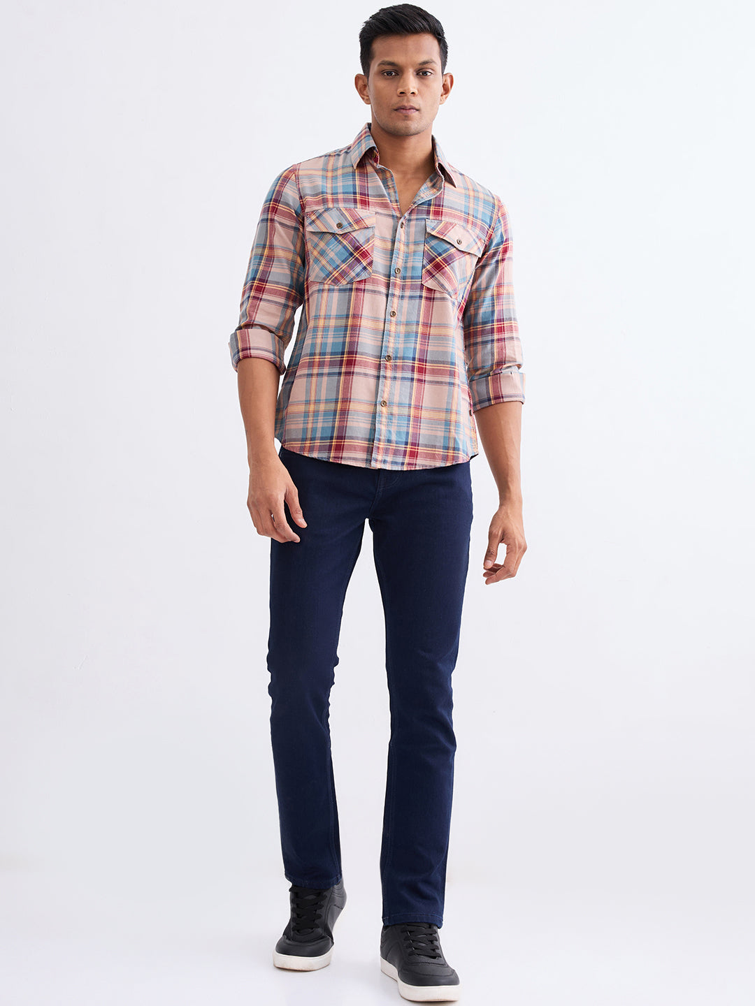 Spykar Taupe Beige Slim Fit Casual Shirts For Men