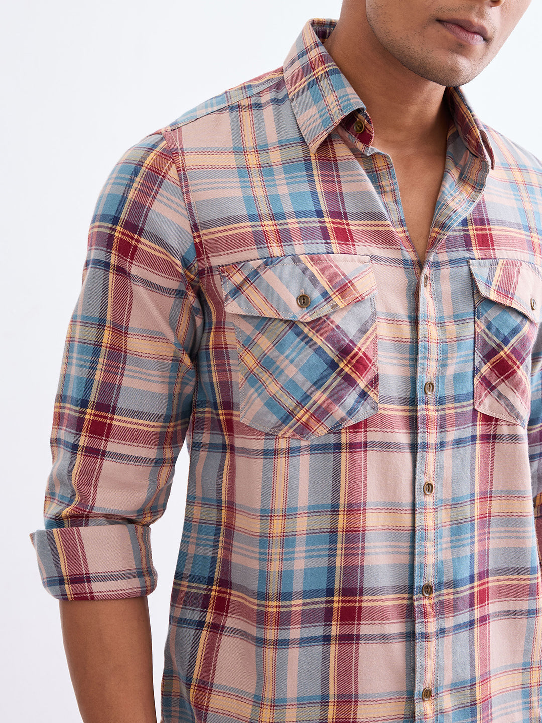 Spykar Taupe Beige Slim Fit Casual Shirts For Men
