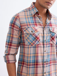 Men Shirt Beige Slim Fit