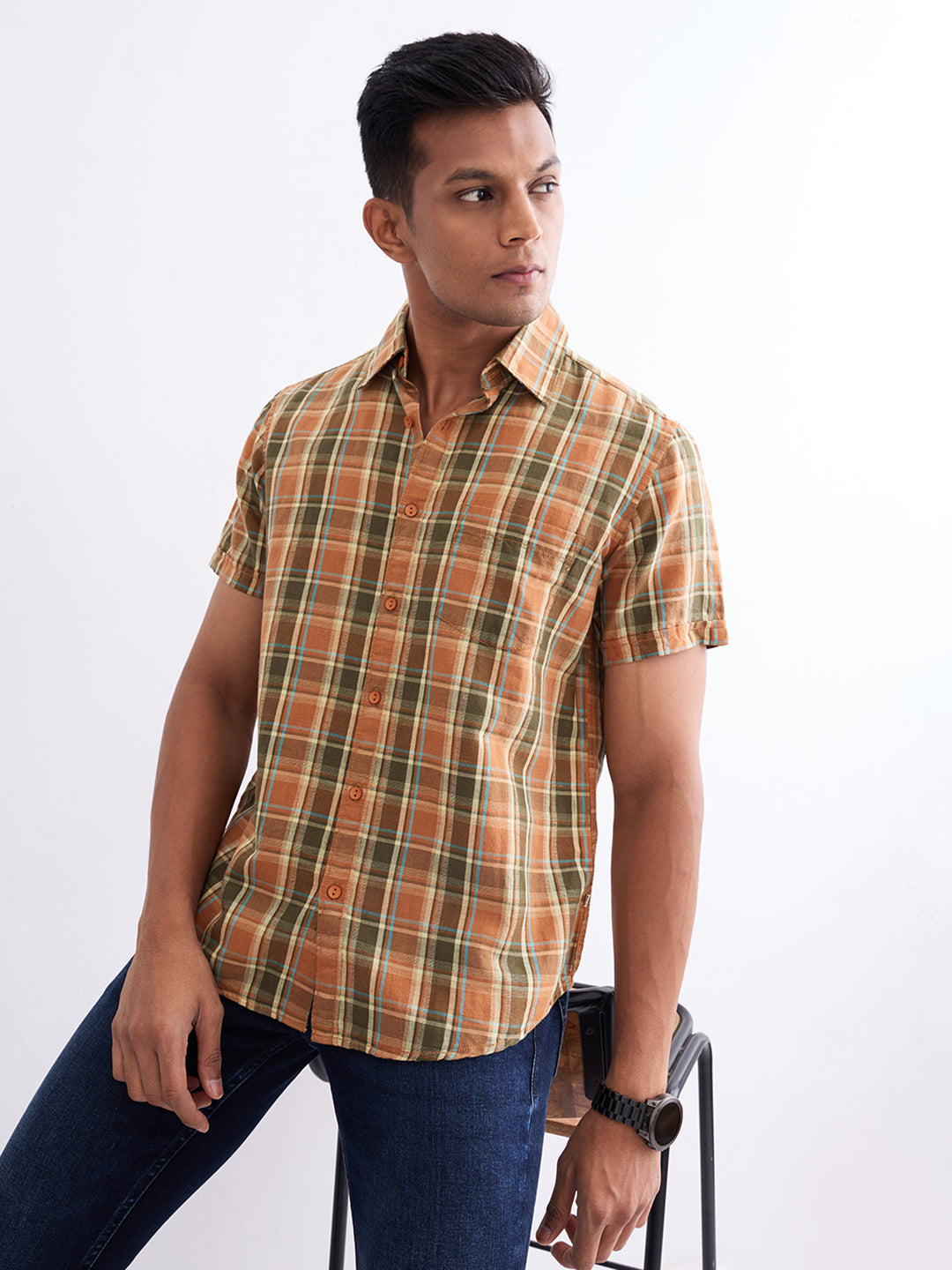 Men Shirt Coral Slim Fit