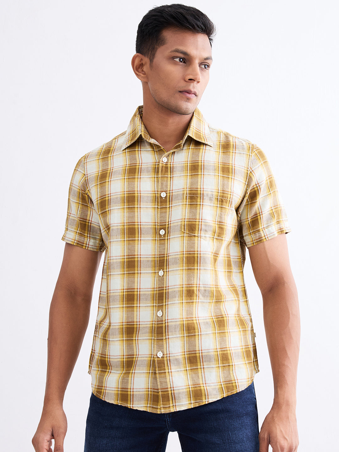 Spykar Silver Grey Slim Fit Casual Shirts For Men