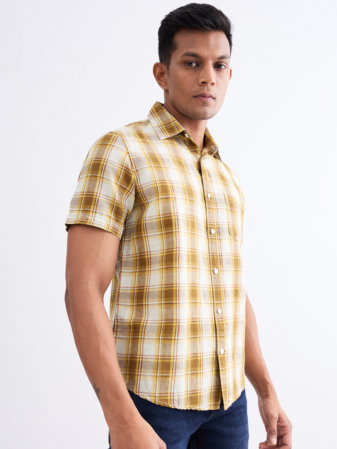 Spykar Silver Grey Slim Fit Casual Shirts For Men