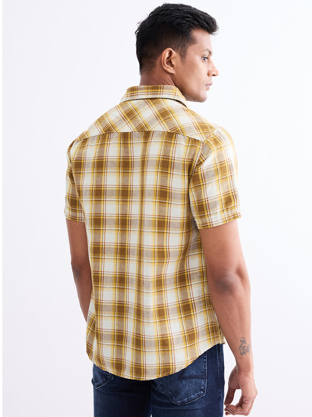 Spykar Silver Grey Slim Fit Casual Shirts For Men