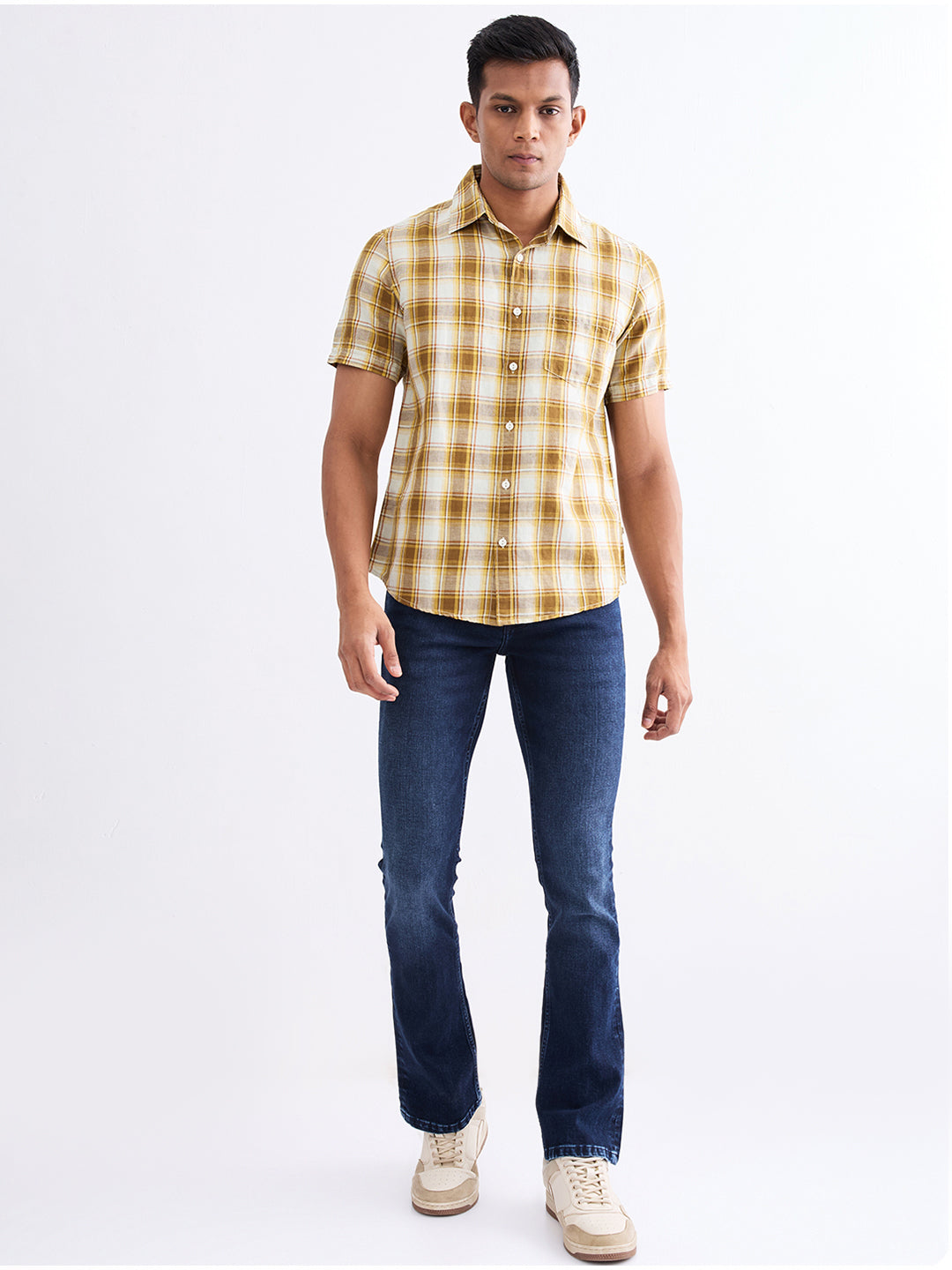 Spykar Silver Grey Slim Fit Casual Shirts For Men