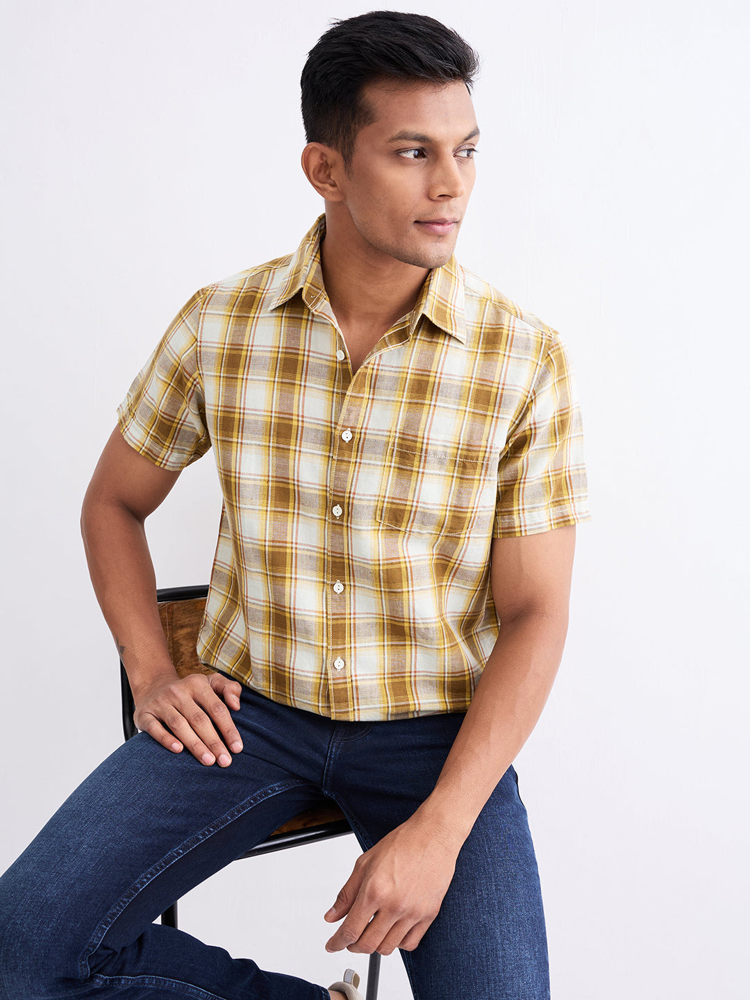 Spykar Silver Grey Slim Fit Casual Shirts For Men