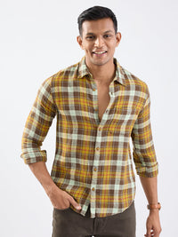 Men Shirt Brown Slim Fit